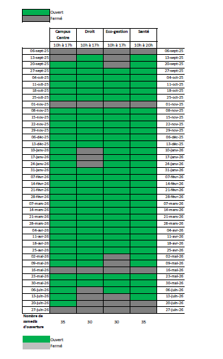 Calendrier samedis 2025-2026