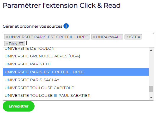 Paramétrer l'extension Click & Read