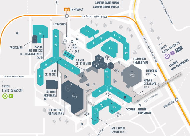 Plan du Campus Centre - UPEC