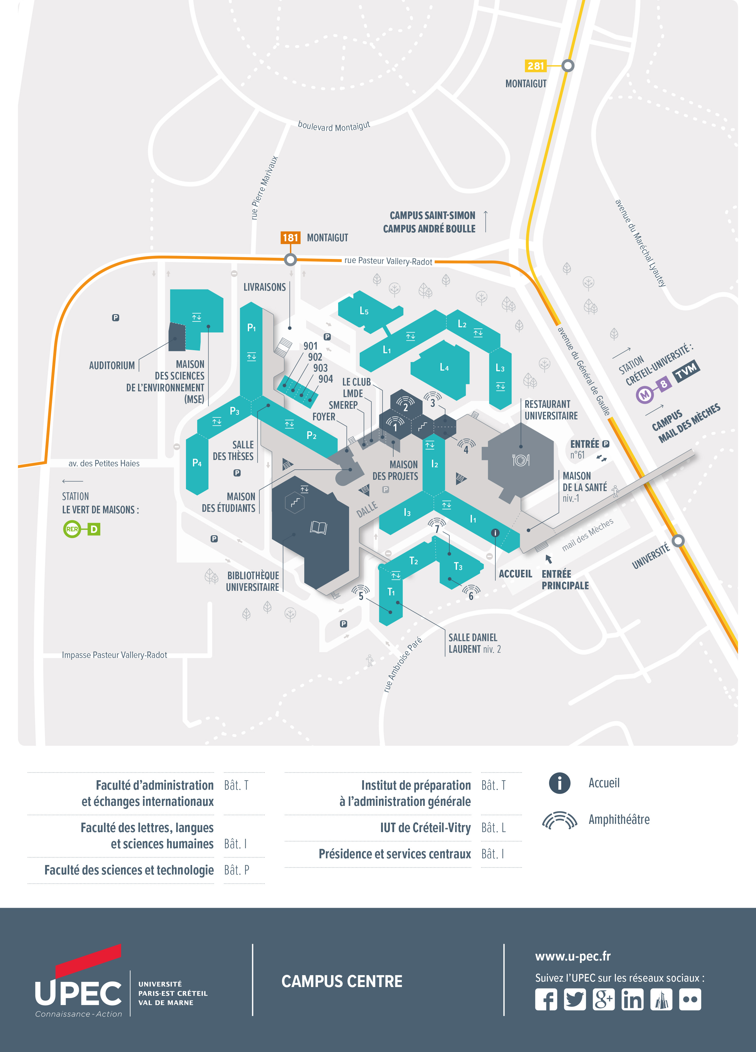 Plan du Campus Centre de Créteil - Format A4